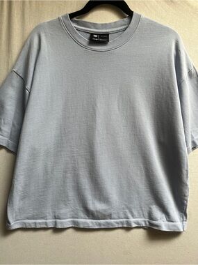 LE 31 by Simons Light Blue Boxy Crop Organic Cotton T-Shirt Mens L / Unisex